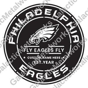 Decorazione murale in metallo personalizzata Philadelphia Eagles NFL – Personalizzabile con nome e anno di nascita – Regalo per i tifosi di football