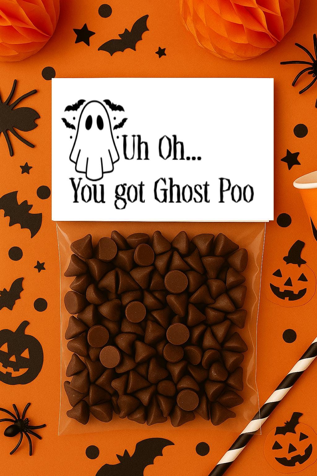 Halloween Party favor labels ghost poo