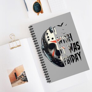 Friday the 13th Spiral Notebook, Ruled Line - Back to School, Horror Journal, Scary School Supplies, Creepy Diary, Gothic Writing Pad