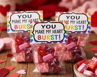 Valentines for kids, starburst, classroom valentines treats