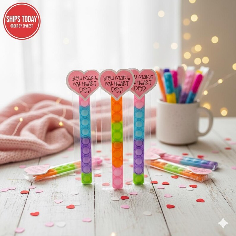 pop it bracelet Valentines exchange for kids handout, gram, classroom valentines not candy image 1