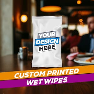 Custom Logo Wet Wipes: Branded Restaurant Hand Wipes - Bulk Order