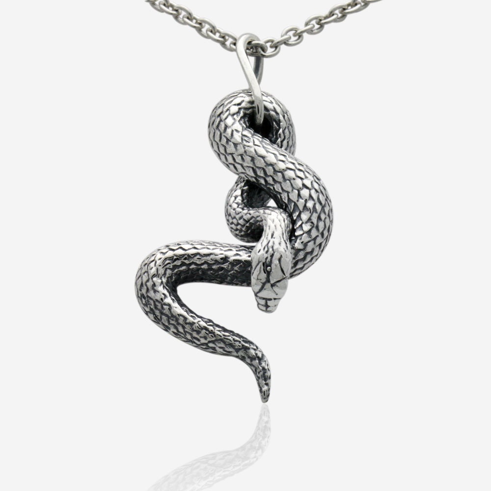 Sterling Silver Snake Pendant Etsy