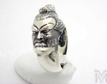 Sterling Silver Yokozuna Sumo Wrestler Fight Ring Bague