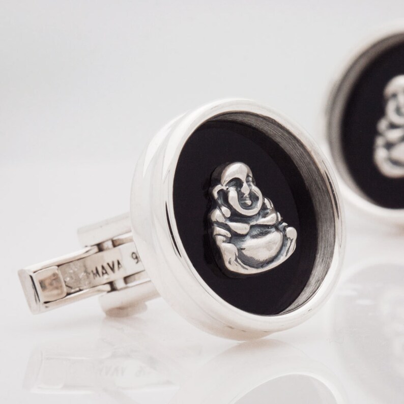 Sterling Silver Happy Buddha Cufflinks