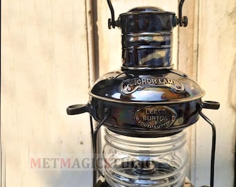 Anchor Brass Nautical Oil Lamp, Vintage Black Finish
