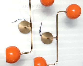 Raw Brass Italian Wall Lights, Set of 2 Adjustable Sconce