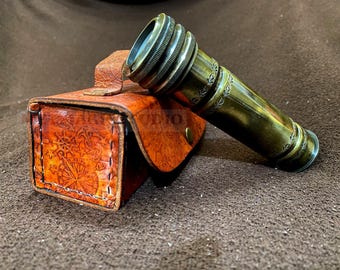 Engraved Brass Kaleidoscope – 6" Vintage Gilbert & Sons with Leather Case