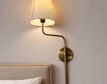 Antique Brass Minimalist Wall Lamp, Handmade Light For Bedroom, Dining room - 24 inch length