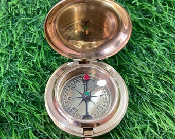 Personalized Nautical Brass Pocket Compass, 1.5" Engraved Navigational Tool