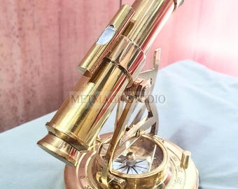 Nautical Brass Alidade Theodolite Telescope, Personalized Gift For Dad, Teacher Appreciation- Surveying Instrument