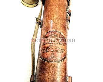 Personalized Vinatge Telescope Leather Case, Pirates Gift, Teacher Gifts