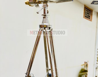 1920s Naval Binoculars | 50X Magnification, Nickel Finish Tripod Stand