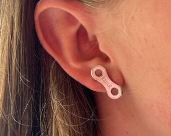 Silver Bike Chain Earrings