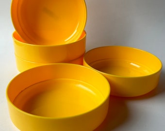Five Nobility Hong Kong stacking vintage snack bowls golden yellow