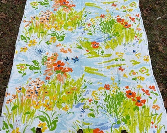 Greeff midcentury vintage sheeting fabric spring time field floral material
