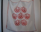Vintage Canadian Olympics souvenir scarf mod red on white design possible Montreal 1976