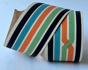 Partial roll vintage wallpaper narrow border matte mod graphic stripes orange blue green