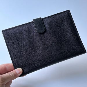 Vintage travel wallet vinyl pocketbook faux textured leather gold font lettering passport tickets