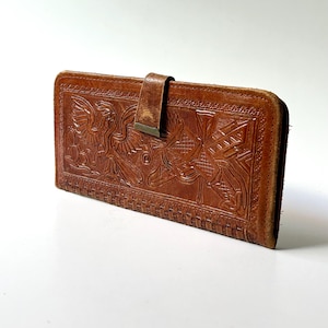 Petit portefeuille vintage en cuir retravaillé Mexico