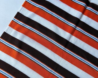 Brown blue orange stripe cotton knit fabric sewn tube 80s vintage