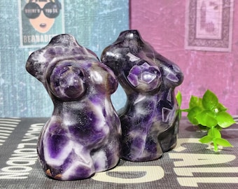 Dream Amethyst Goddess Torso Sculpture: Hand-Carved Crystal Figurine