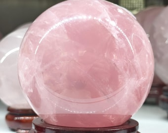 Hand Polished Natural Rose Quartz Sphere: Healing Crystal Meditation Decor