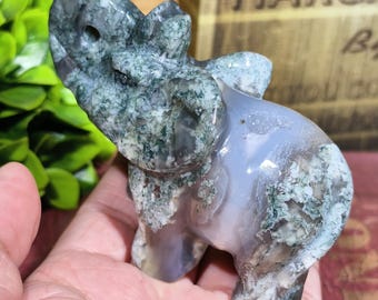 瑪瑙ジオード象の彫刻：天然クリスタルレイキヒーリング装飾