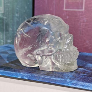 Clear Quartz Crystal Skull: Hand-Carved Healing Meditation Tool