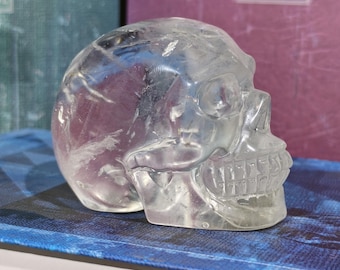 Clear Quartz Crystal Skull: Hand-Carved Healing Meditation Tool