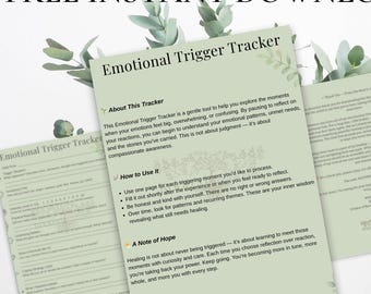 Utskrivbar spårare för emotionella triggers | Självmedvetenhetsdagbok PDF | Arbetsblad för läkning och tillväxt | Direkt nedladdning