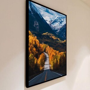Autumn Road to the Mountains – Printable Wall Art | Fall Landscape Photography | Mountain Road Decor | Digital Download