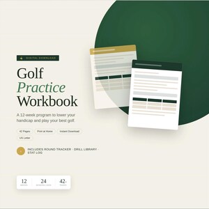 Golf Practice Workbook | 12-Week Training Journal, Handicap Tracker (Digital Download)