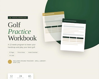 Golf Practice Workbook | 12-Week Training Journal, Handicap Tracker (Digital Download)