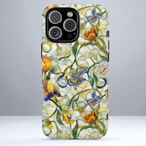 Stained Glass Floral iPhone Case: Art Nouveau Protective Cover