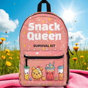 Kawaii Snack Queen Backpack: Bubble Tea & Treats - YUVAGE Design