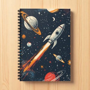 Retro Rocket Spiral Notebook | Space Exploration Journal for Students & Dreamers | Astronomy Gift