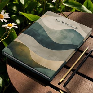 Abstract Wave Matte Hardcover Journal | Minimalist Lined Notebook | YUVAGE Modern Stationery Gift