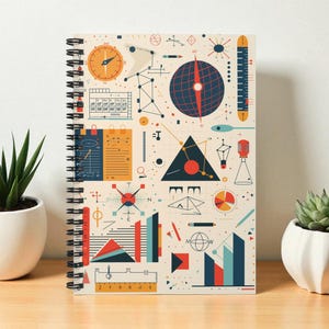 Geometric Science Spiral Notebook | Math & Physics Journal | STEM School Notebook | YUVAGE Stationery