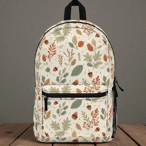 Autumn Forest Leaves Backpack | Cozy Fall Nature Print Bag for School & Travel | Exclusive YUVAGE Gift