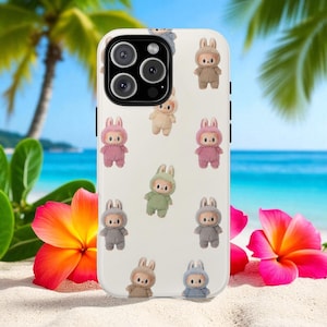 Coque de portable peluche lapin kawaii : coque pixel double couche pour iPhone