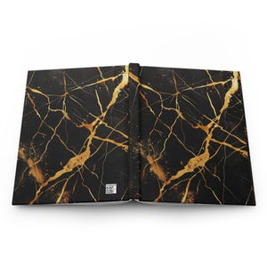 Black & Gold Marble Hardcover Notebook | Elegant Matte Journal | 150 Lined Pages | Luxury Writing Gift | A5 Size