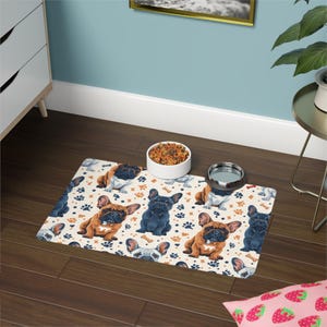 French Bulldog Pet Food Mat: Colorful Non-Slip Dog Feeding Placemat