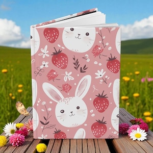 Kawaii Bunny Strawberry Notebook: Pink Pastel A5 Journal