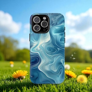 Blue Marble Abstract Phone Case: Dual-Layer Protection, Glossy/Matte Finish