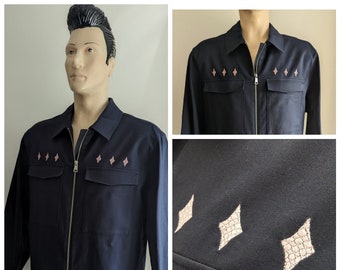 Diamond Rockabilly Mens zipped vintage Custom Jacket XL or 2XL (stock is low so be quick to buy)