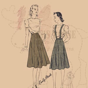 Classic 1930's skirt with or without suspenders sewing pattern 28" 30" 32" 34" waist repro #07