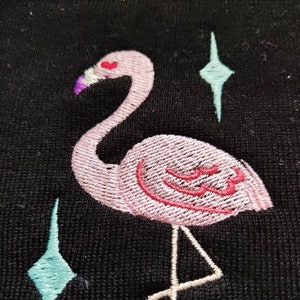 Rockabilly Flamingo Stardust button through crew neck custom cardigan S - M - L - XL