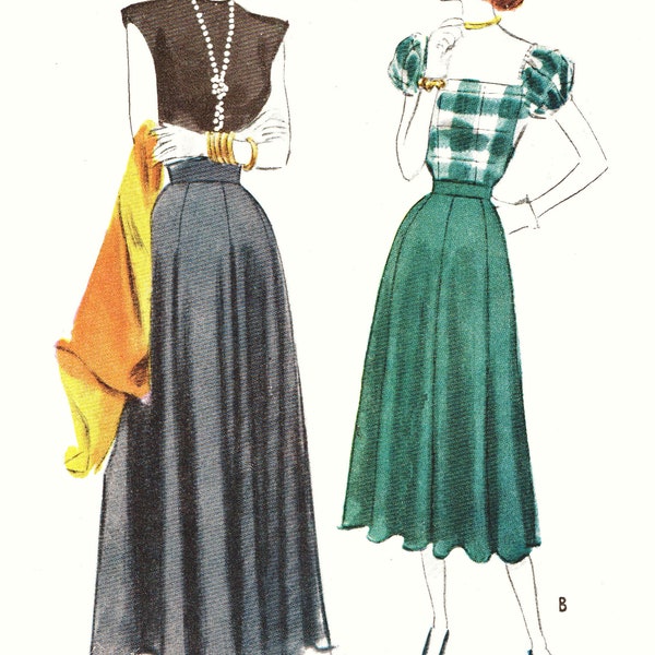 Jupe panneau classique des années 1940 en deux longueurs différentes taille 26" repro #20