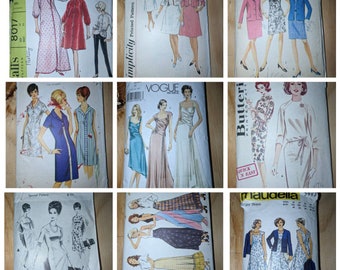 Vintage sewing dress patterns 1960's 1970's 1990's nightwear, dresses, Vogue evening gowns, 70's skirts & jackets #08